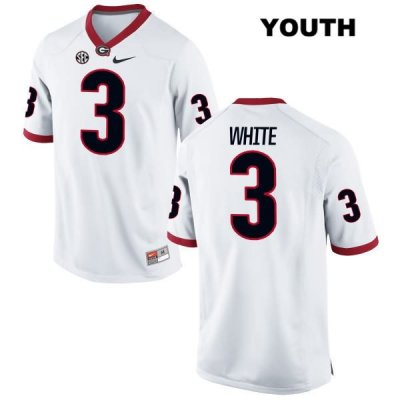 Youth Georgia Bulldogs NCAA #3 Zamir White Nike Stitched White Authentic College Football Jersey DTQ4554GN